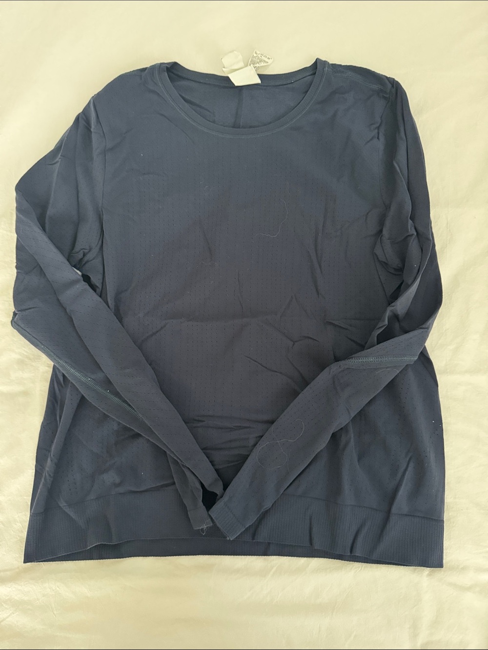 Athleta Navy Blue Long-Sleeve Crewneck Top